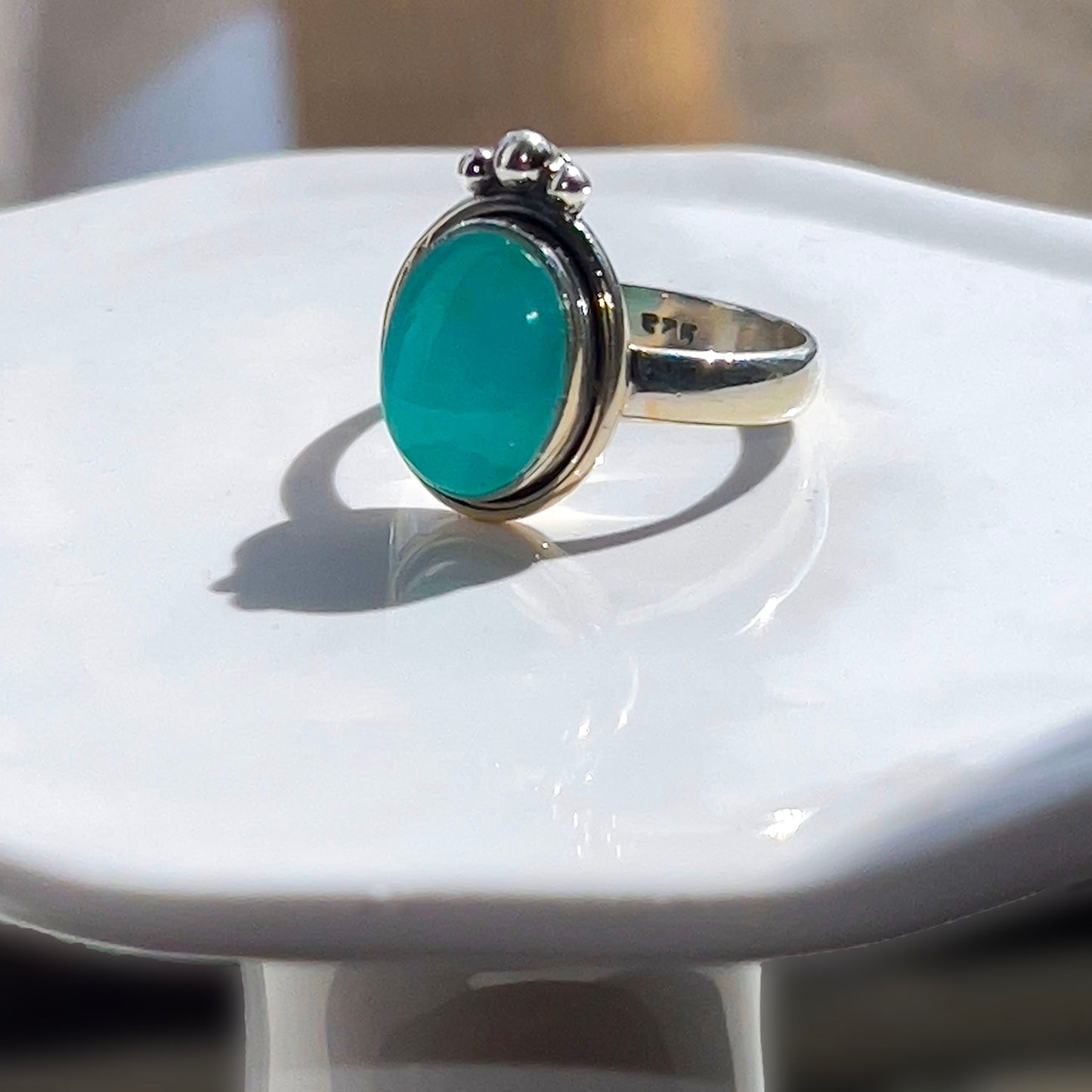Green Chalcedony Sterling Silver Ring