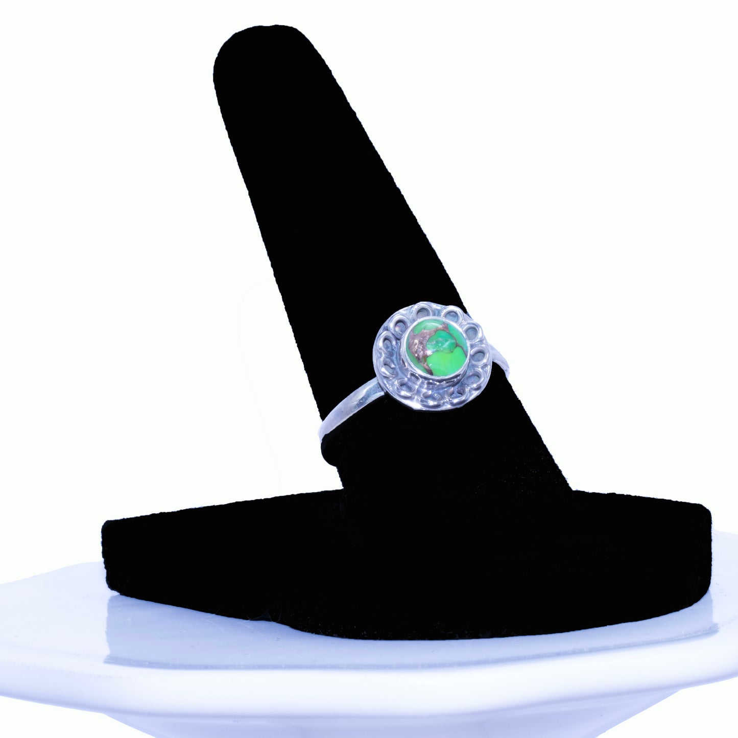 Green Copper Turquoise Sterling Silver Ring