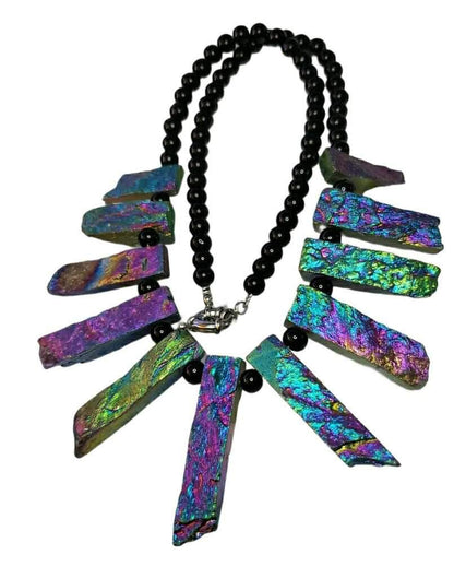 Titanium Coated Quartz Beaded Necklace 20 inches long