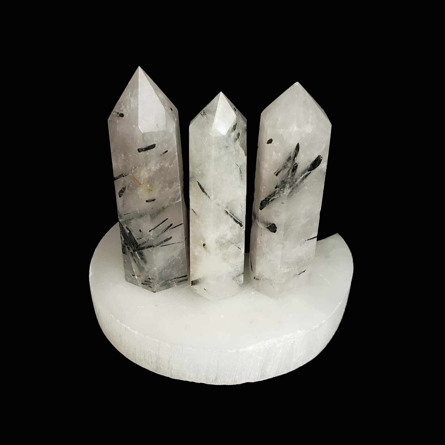 Black Tourmaline in Quartz Mini Tower