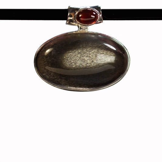 Obsidian and Garnet Pendant