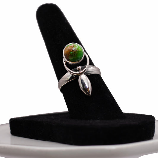 Green Copper Turquoise Sterling Silver Ring