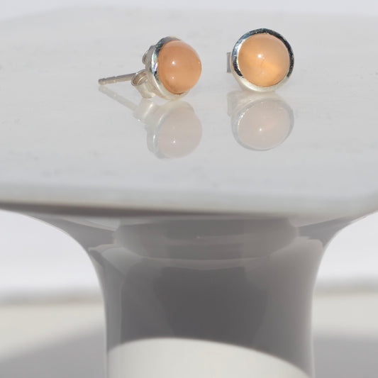 Peach Moonstone Stud Earrings