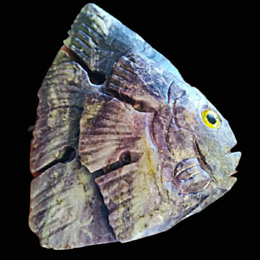 Siberian Charoite Carved Stone Fish